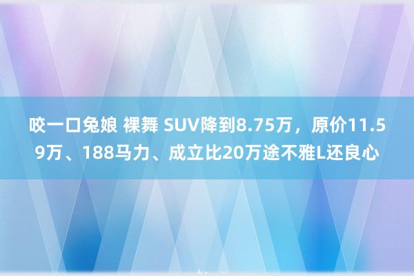 咬一口兔娘 裸舞 SUV降到8.75万，原价11.59万、188马力、成立比20万途不雅L还良心