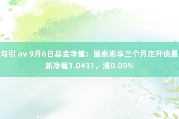 勾引 av 9月6日基金净值：国泰惠享三个月定开债最新净值1.0431，涨0.09%