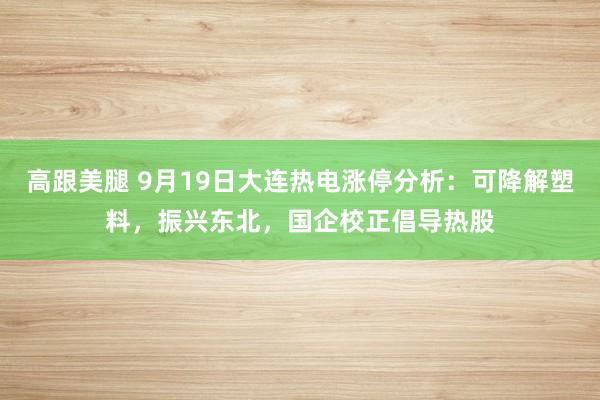 高跟美腿 9月19日大连热电涨停分析：可降解塑料，振兴东北，国企校正倡导热股