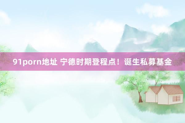 91porn地址 宁德时期登程点！诞生私募基金