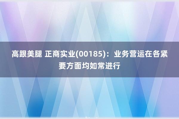 高跟美腿 正商实业(00185)：业务营运在各紧要方面均如常进行