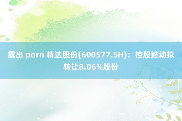 露出 porn 精达股份(600577.SH)：控股鼓动拟转让8.06%股份