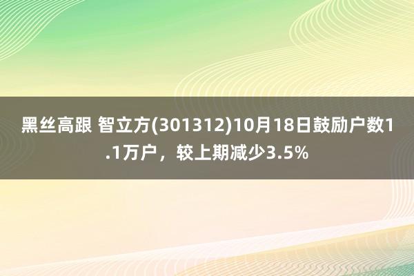 黑丝高跟 智立方(301312)10月18日鼓励户数1.1万户，较上期减少3.5%