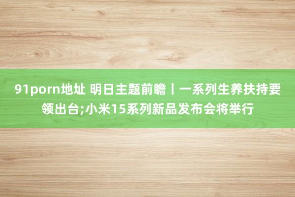 91porn地址 明日主题前瞻丨一系列生养扶持要领出台;小米15系列新品发布会将举行