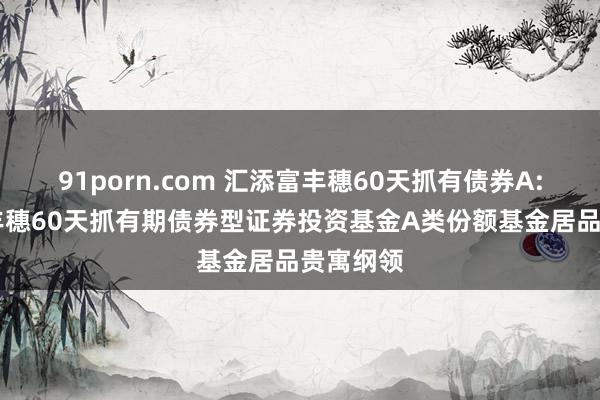 91porn.com 汇添富丰穗60天抓有债券A: 汇添富丰穗60天抓有期债券型证券投资基金A类份额基金居品贵寓纲领