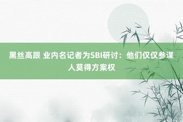 黑丝高跟 业内名记者为SBI研讨：他们仅仅参谋人莫得方案权