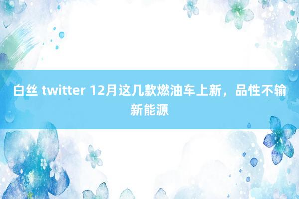 白丝 twitter 12月这几款燃油车上新，品性不输新能源