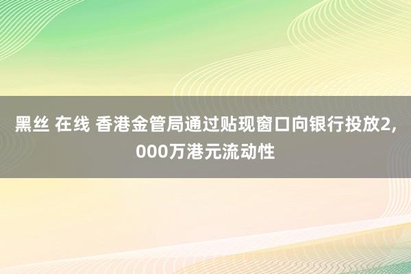 黑丝 在线 香港金管局通过贴现窗口向银行投放2，000万港元流动性