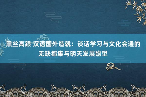 黑丝高跟 汉语国外造就：谈话学习与文化会通的无缺都集与明天发展瞻望