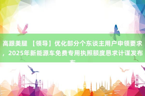 高跟美腿 【领导】优化部分个东谈主用户申领要求，2025年新能源车免费专用执照额度恳求计谋发布