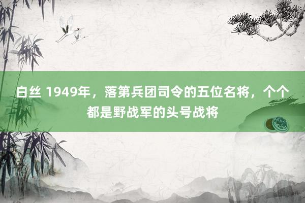 白丝 1949年，落第兵团司令的五位名将，个个都是野战军的头号战将