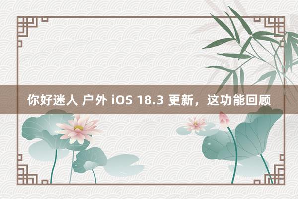 你好迷人 户外 iOS 18.3 更新，这功能回顾